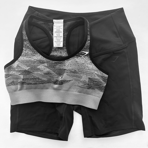 Gymshark M/S Crossover Shorts & Adapt Ombré Seamless Sports Bra Set - Picture 1 of 6